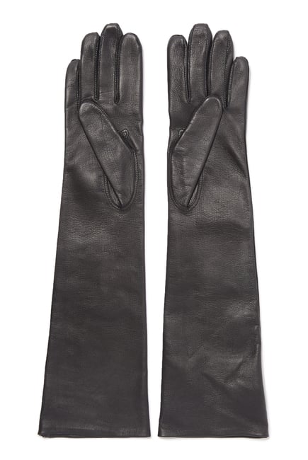 Floral Embroidered Leather Gloves